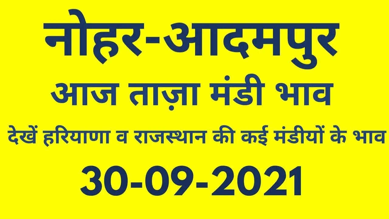 Nohar Adampur Mandi Bhav 30 September 2021- आज के ताजा मंडी भाव 30 सितंबर