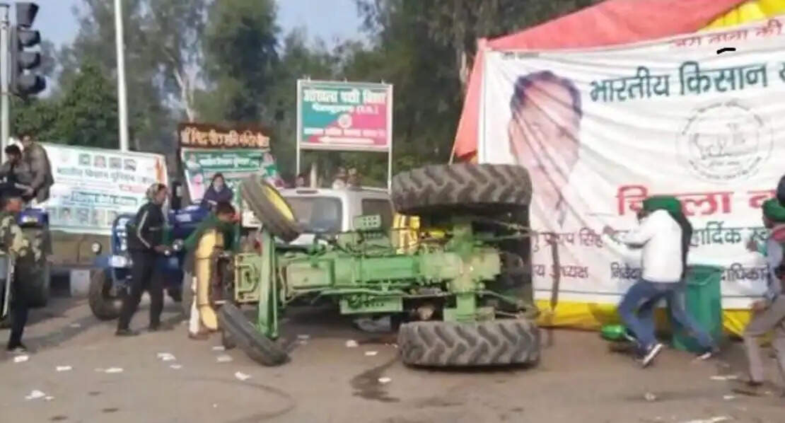 किसान आंदोलन में बड़ा हादसा ट्रैक्टर पलटने से हुई एक किसान की मौत,