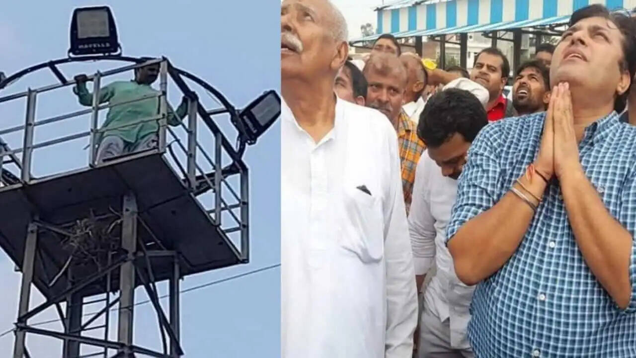 अनाज मंडी के टावर पर चढ़ा किसान, प्रशासन मनाने की कोशिश में जुटा, यह है मांग