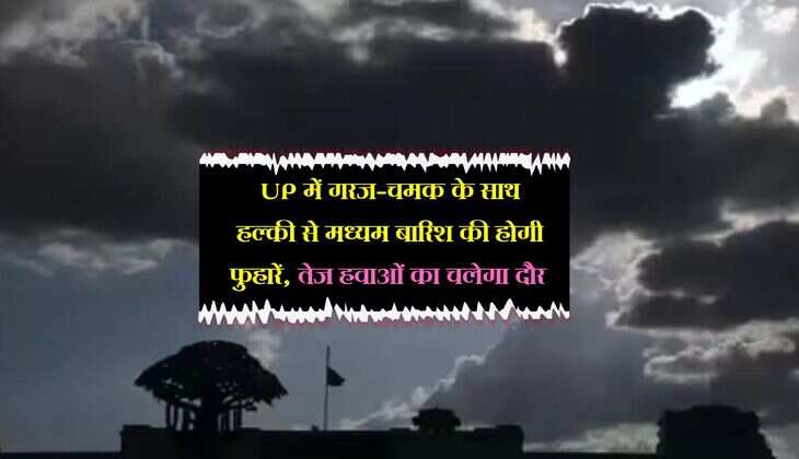 UP में गरज-चमक के साथ हल्की से मध्यम बारिश की होगी फुहारें, तेज हवाओं का चलेगा दौर 