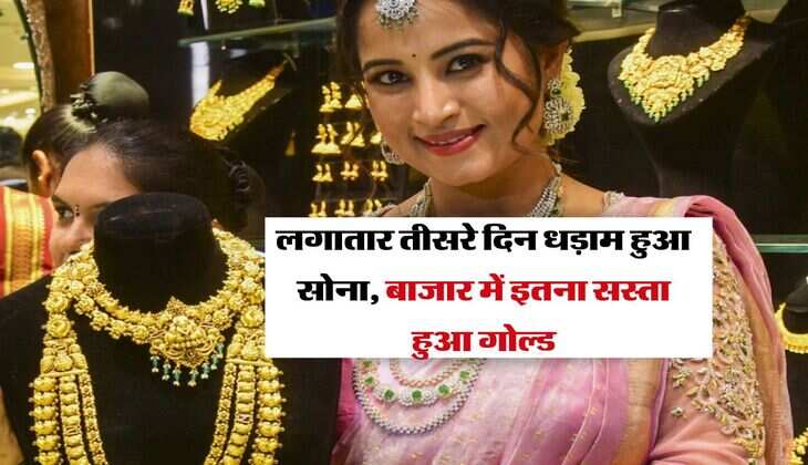 Gold Price Today: लगातार तीसरे दिन धड़ाम हुआ सोना, बाजार में इतना सस्ता हुआ गोल्ड