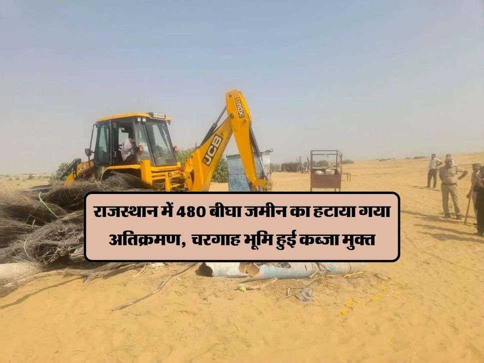 राजस्थान में 480 बीघा जमीन का हटाया गया अतिक्रमण,  चरगाह भूमि हुई कब्जा मुक्त