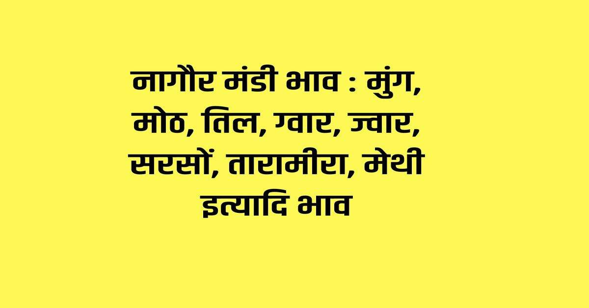 नागौर मंडी भाव 29 जनवरी 2024 : मुंग, मोठ, तिल, ग्वार, ज्वार, सरसों, तारामीरा, मेथी इत्यादि भाव