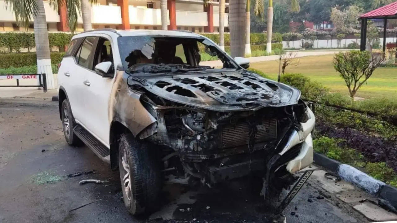MLA Pramod Vij's car caught fire