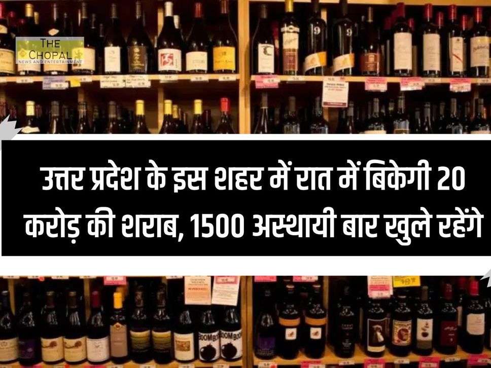 उत्तर प्रदेश के इस शहर में रात में बिकेगी 20 करोड़ की शराब, 1500 अस्थायी बार खुले रहेंगे