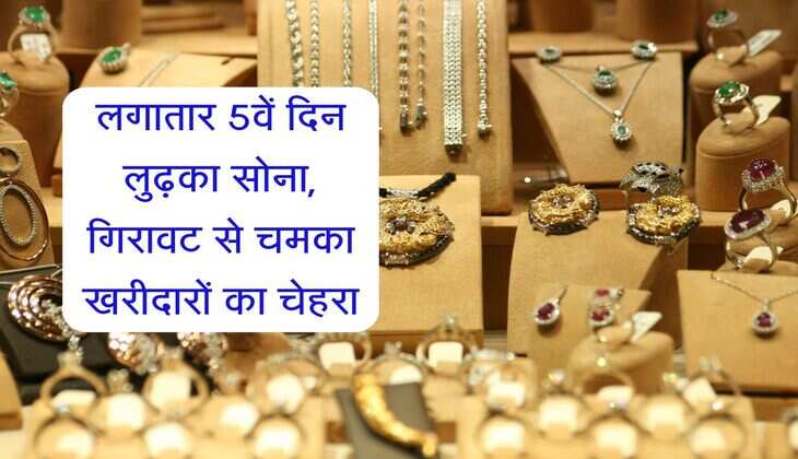 Gold Rate: लगातार 5वें दिन लुढ़का सोना, गिरावट से चमका खरीदारों का चेहरा, देखें अपने शहर का आज का रेट
