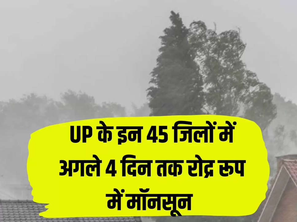 Up Weather Forecast : UP के इन 45 जिलों में अगले 4 दिन तक रोद्र रूप में मॉनसून 