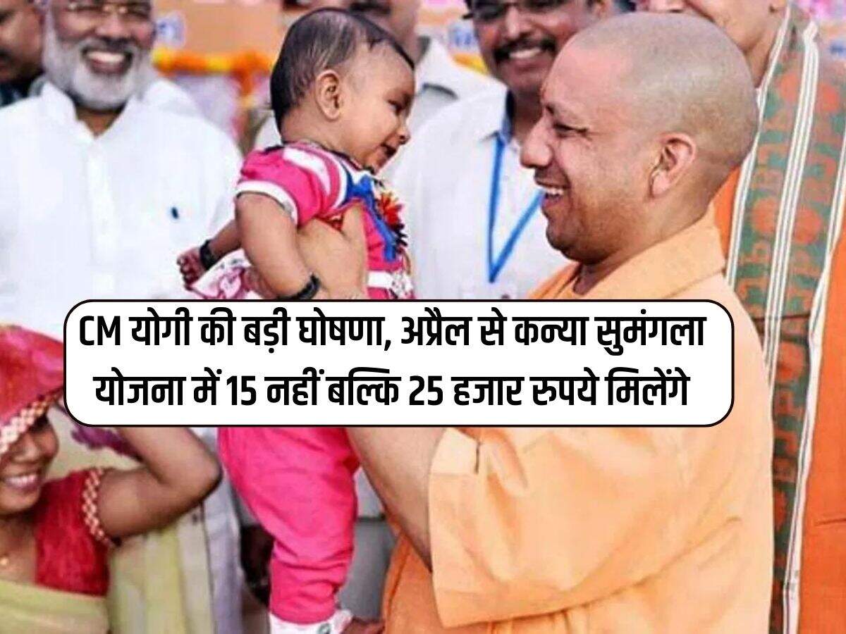 UP News : CM योगी की बड़ी घोषणा, अप्रैल से कन्या सुमंगला योजना में 15 नहीं बल्कि 25 हजार रुपये मिलेंगे