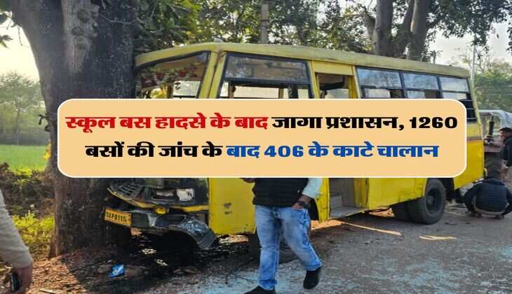 स्कूल बस हादसे के बाद जागा प्रशासन, 1260 बसों की जांच के बाद 406 के काटे चालान